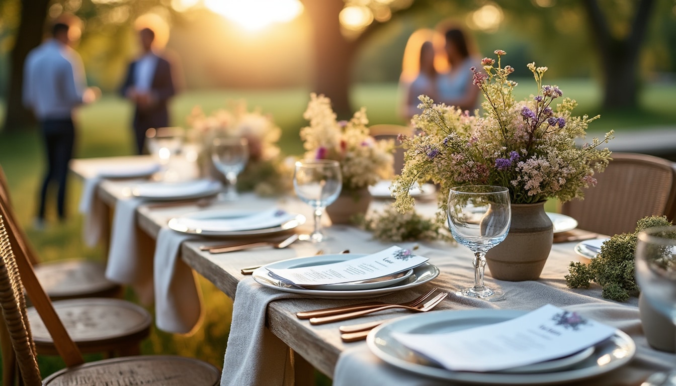 Illustration: Définition et caractéristiques de la décoration de table champêtre pour mariage