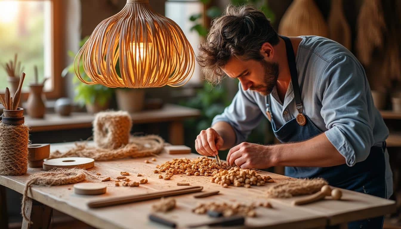 Illustration: Les secrets de fabrication d’une suspension en rotin à tressage irrégulier artisanal