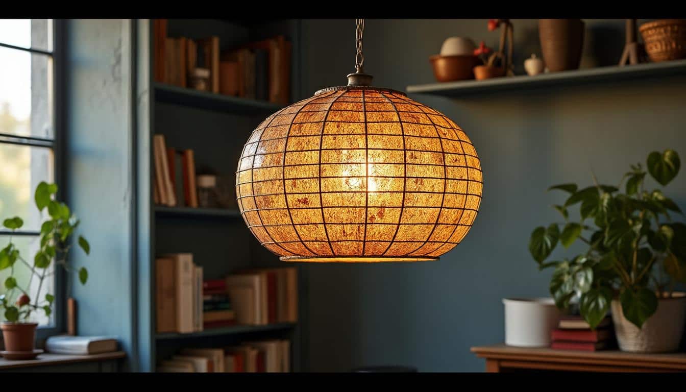 Illustration: Plongée au cœur de la suspension en rotin couleur miel patinée : histoire, définition et inspirations