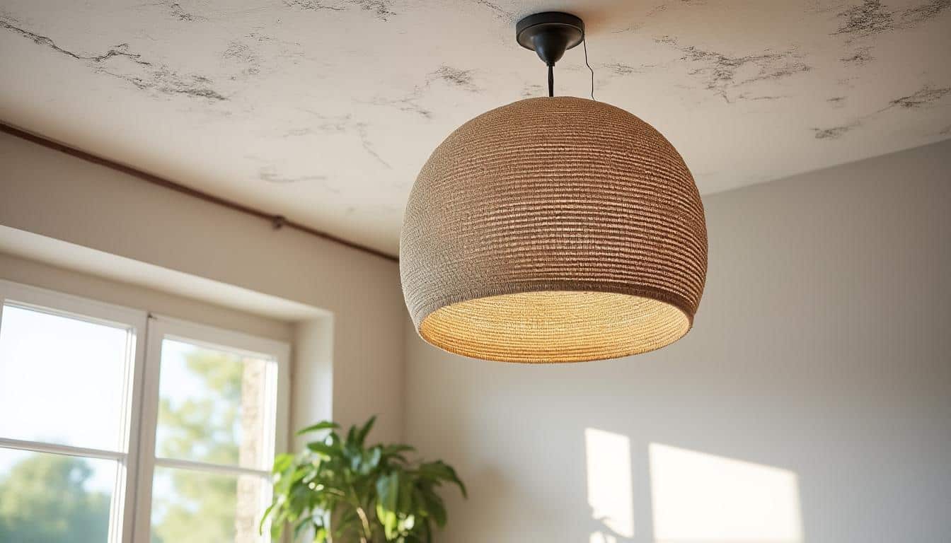 Illustration: Comprendre les spécificités d’une suspension en rotin et la fixation à un plafond fissuré