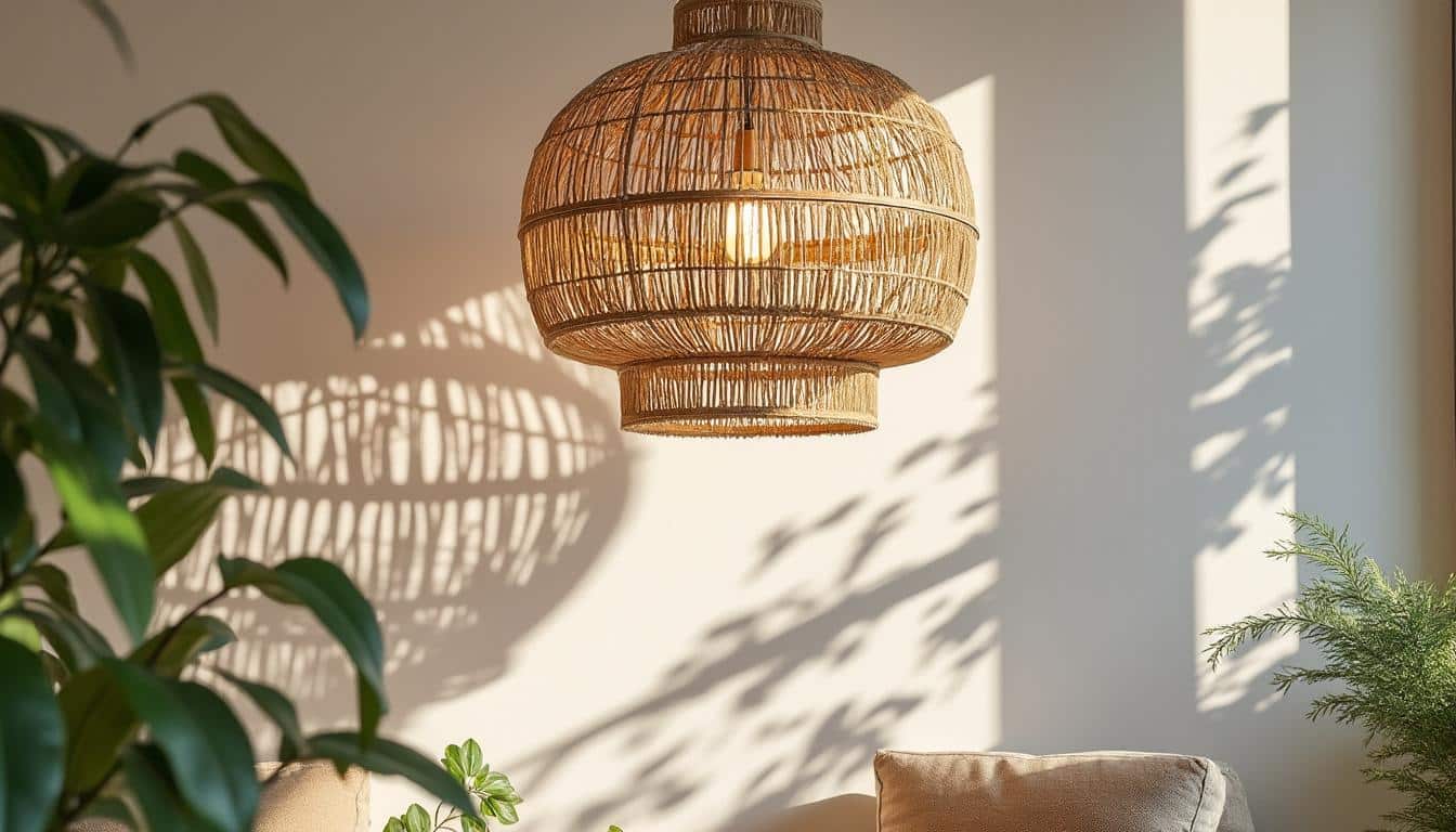 Illustration: Explorer la suspension en rotin et l’ombre portée au plafond : origines, matériaux et esthétique