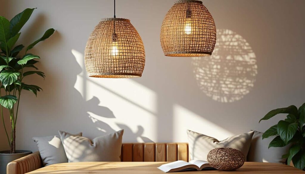 Suspension en rotin : créez une ombre portée unique au plafond
