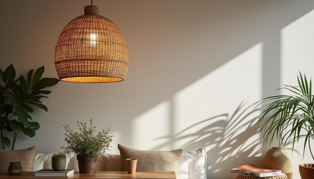 Suspension en rotin à ombre portée au plafond : conseils et styles