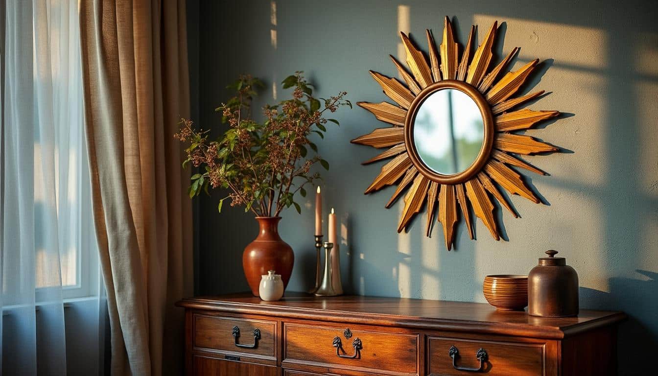 Miroir soleil de style vintage en métal : charme et authenticité