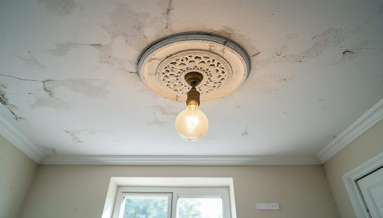 Que faire face à une tache sur le plafond et une peinture qui cloque