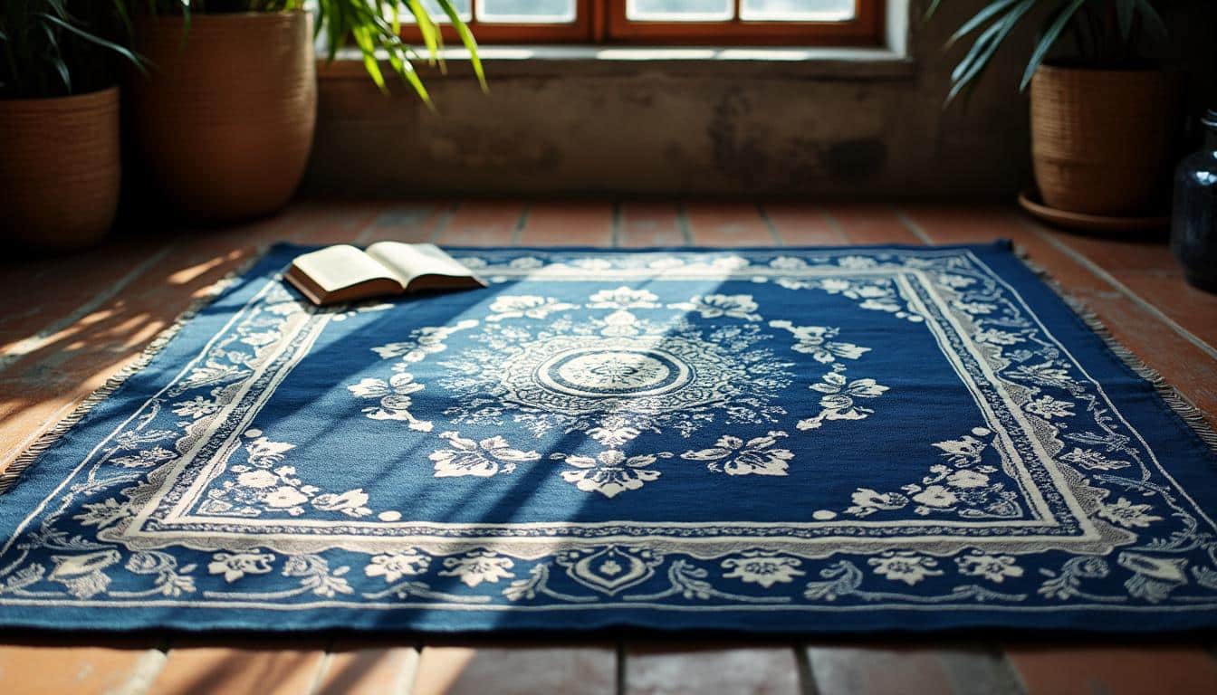 Tapis berbère couleur indigo décoloration : causes et entretien