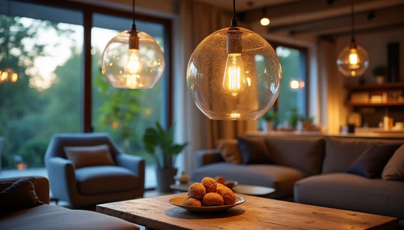 Luminaire suspension en verre transparent : élégance et lumière naturelle