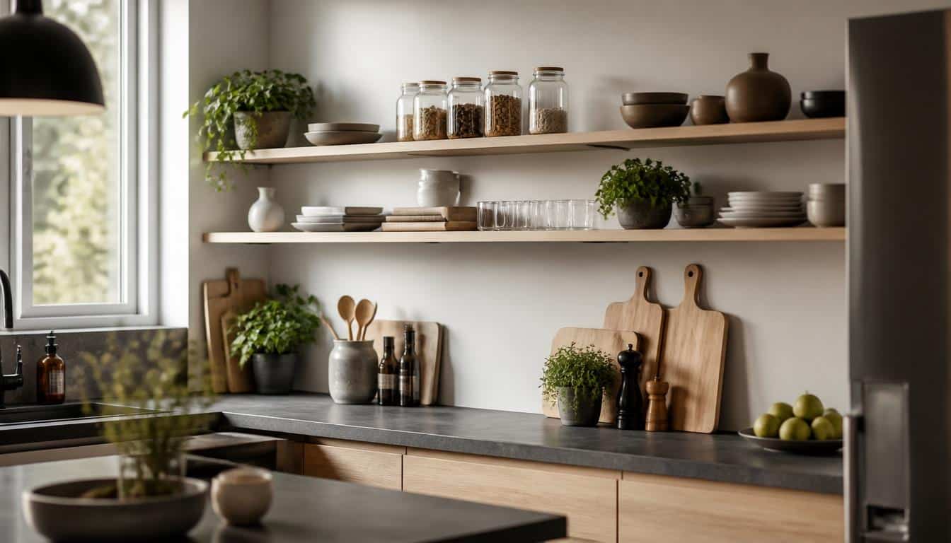 Étagère murale de cuisine : gain de place et style